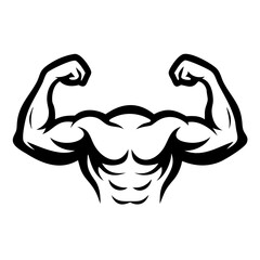 Strong biceps silhouette vector illustration on white background