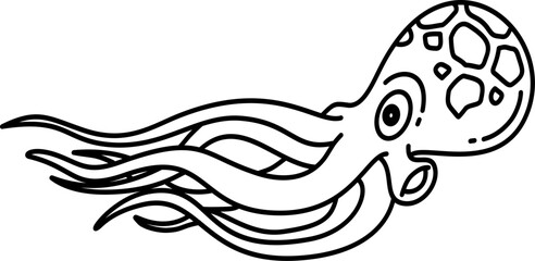 Fototapeta premium Hand drawn octopus cartoon doodle outline