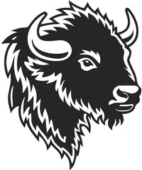 Buffalo Head Vector – Bold Black and White Bison Silhouette design Illustration for Logos, Mascots & Tattoos.