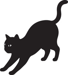 Black cat vector illustration with cartoon silhouette style and pet design elements