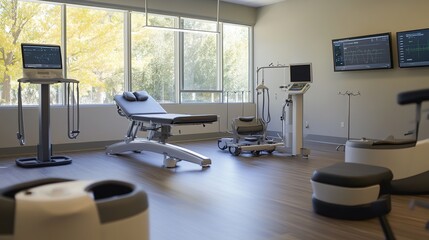 Innovative physical therapy session modern clinic gigapixel quality bright environment professional perspective