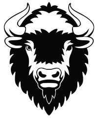 Buffalo Head Vector – Bold Black and White Bison Silhouette design Illustration for Logos, Mascots & Tattoos.