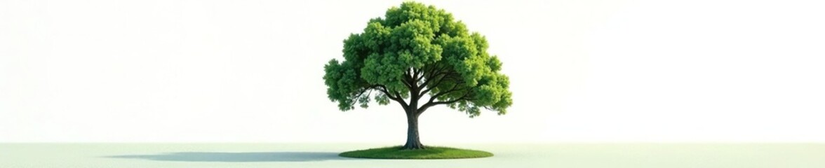 Obraz premium Dense foliage surrounds a solitary tree on white background, branches, leafy