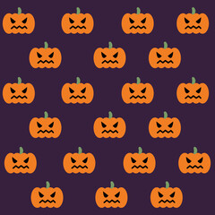 Holiday party background with bat, pumpkin, spider. Happy Halloween seamless pattern for fabric, scarves, cards, scrapbooks, wrapping paper, and textiles