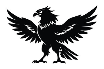 Majestic Eagle Silhouette with Open Wings 