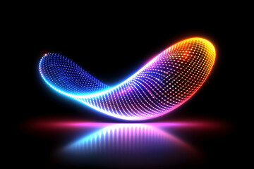 A Vibrant Illuminated Structure Displaying Diverse Colors Against a Black Background