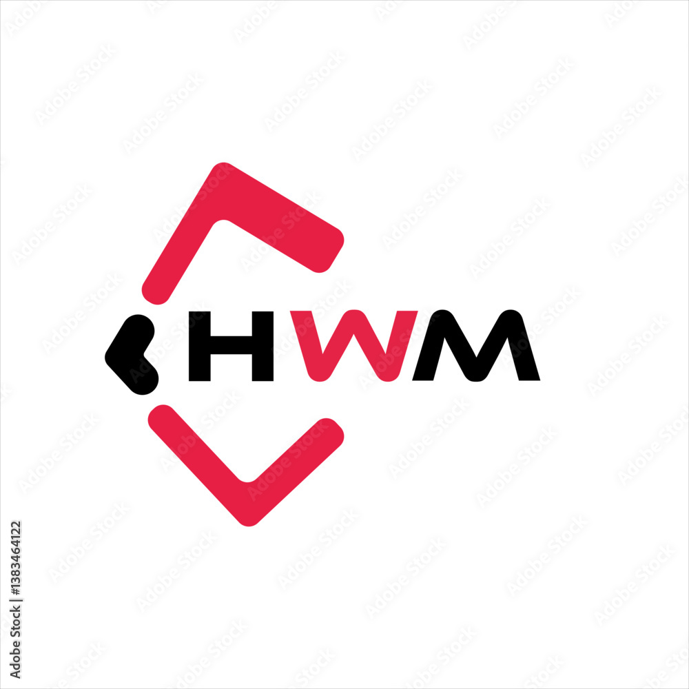 Fototapete HWM creative minimalist letter logo. HWM unique vector initials alphabet letter logo design
