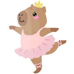 Cute capybara ballerina dancing