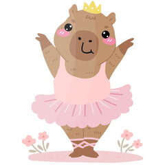 Cute capybara ballerina dancing © Saltyarts design