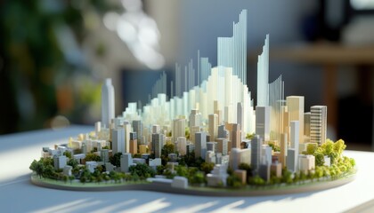 3d urban vs. Rural population density chart city environment architectural visualization modern concept