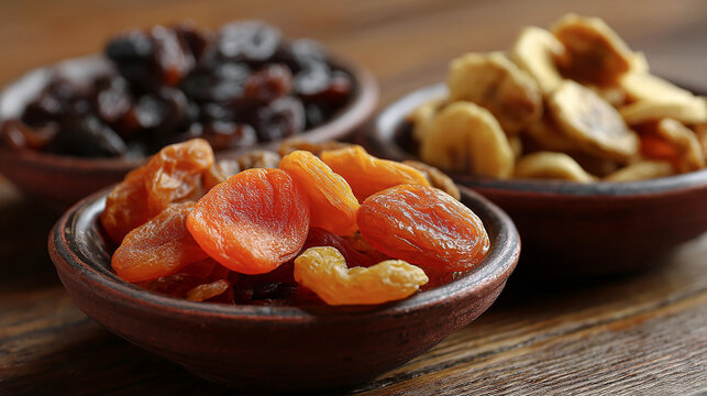 Mezclar nueces de pasas, orejones y chips de pl&aacute;tano.