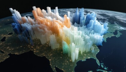 3d chart visualizing regional shopping trends united states infographic digital environment aerial viewpoint