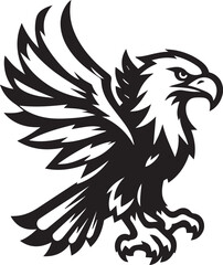 High-Quality Black & White Eagle Vector