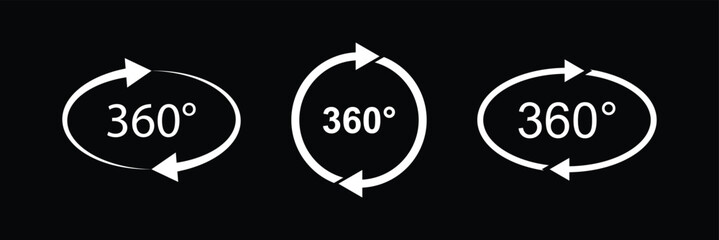 360 degree rotation icon. 360 rotation button. Silhouette Style. Vector icon.