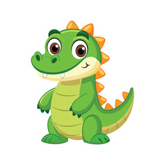 Obraz premium Cartoon alligator character with wide smile Vector illustration isolated on white background