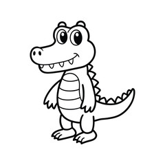 Fototapeta premium Cartoon alligator with a friendly smile silhouette isolated on white background