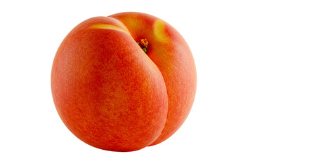 A single ripe peach with a vibrant orange hue isolated against a black background in a studio shot