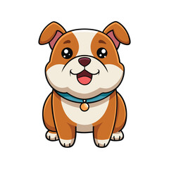 Fototapeta premium Cartoon Bulldog with big eyes and a joyful expression vector illustration isolated on white background