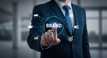 Brand Building: Businessman Touching Digital Screen | Marketing Strategy, Business Development, Brand Management, Digital Branding, & Corporate Identity