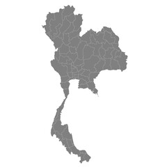High quality map of Thailand with borders of the regions