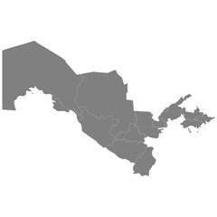 High quality map of Uzbekistan with borders of the regions
