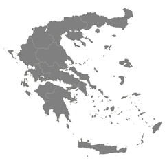 High quality map of Greece with borders of the regions