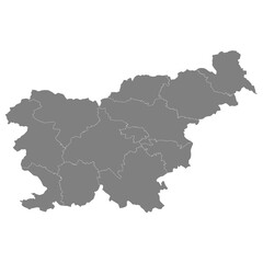 High quality map of Slovenia with borders of the regions