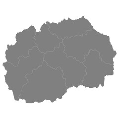High quality map of Macedonia with borders of the regions