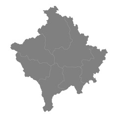 High quality map of Kosovo with borders of the regions