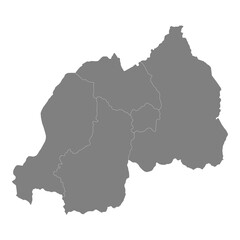 High quality map of Rwanda with borders of the regions