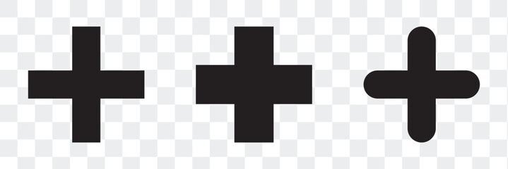 Obraz premium Plus sign icons set in isolated background. Add more sign. .Line illustration of plus add button .