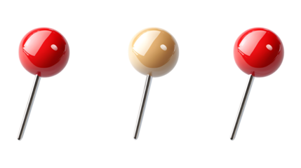 Pack of Push Pin set Against Transparent Background for Office Branding, Task Organization, or Communication Design Projects