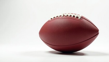 American football on pristine white backdrop, angled view , equipment, angled