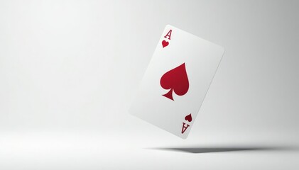 Obraz premium A single playing card, ace of spades, flipped in air, against white backdrop , royal, spades