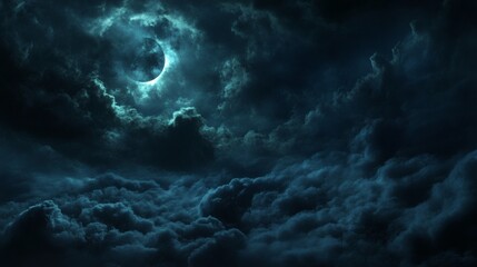 Obraz premium Dark Night Sky Crescent Moon Cloudscape Fantasy Background