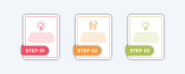 There are three steps with lightbulb checklist and lightbulb icons.