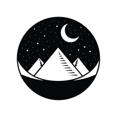 a logo of a mountain moon