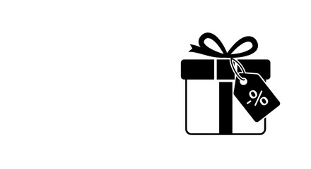 Gift box with discount tag against white background