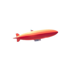 Vibrant Red and Orange Blimp Floating Against a Clear Black Background