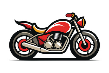 Obraz premium Motorcycle in Red, Gray, and Yellow with Outline Design