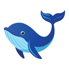 Adorable Cartoon Blue Whale Vector Illustration with Friendly Expression