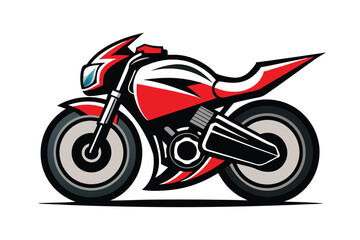 Stylized Red Motorcycle Graphic, Red Accents, Dynamic 