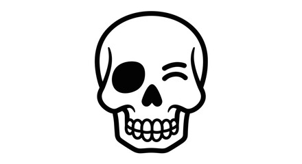 Stylized skull illustration with wink and smile