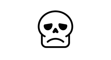 Sad skull illustration on a white background
