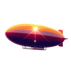 Naklejka premium Colorful Airship Illuminated by Vibrant Sunset with Radiant Glow