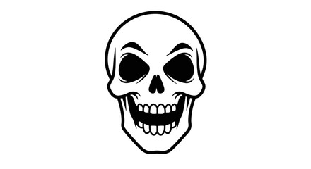 Fototapeta premium Black skull illustration with a grinning expression