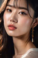 Fototapeta premium Portrait Asian woman emotional dynamic gestures