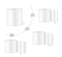 Paper roll package mockup. Vector illustration isolated on white background. Front view. Can be use for template your design, presentation, promo, ad. EPS10.	