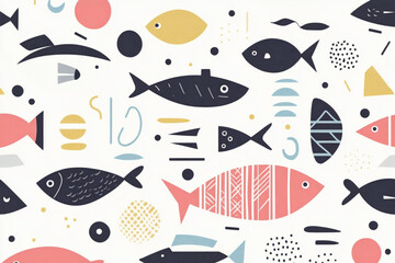Abstract fish pattern on a white background design