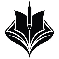 set of black and white icons book  whit pen